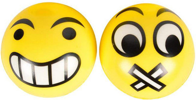 

Miss & Chief Cute Emoticon Balls - BIG GRIN & MUTED Set Of 2 For Kids, Children - 10 cm(Yellow)