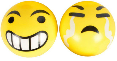 Miss & Chief Cute Emoticon Balls - BIG GRIN & CRYING SMILEY Set Of 2 For Kids, Children - 10 cm(Yellow)