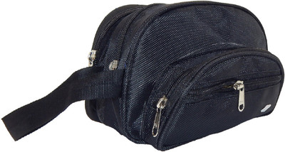 

RK Brands Designer 4 pocket Portable Cosmetics Kit, Shaving Kit, Makeup Kit Travel Toiletry Kit(Black)