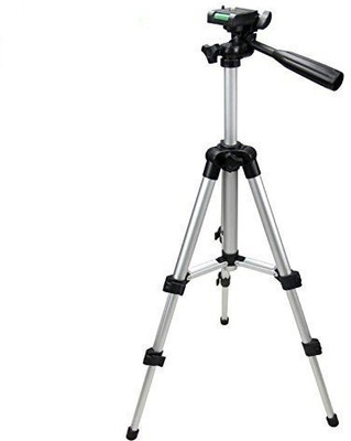 

king shine Portable 105cm Long 4 Section Adjustable 3 Way Pan And Tilt Tripod For DSLR | Mobile | Tripod(Silver, Supports Up to 1000 g)