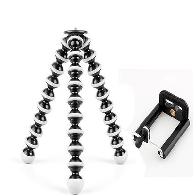 

king shine Flexible TriPod (10 Inch Height) For Camera, Dslr And Smartphones With Universal Mobile Attachment Tripod(black and white, Supports Up to 2500 g)