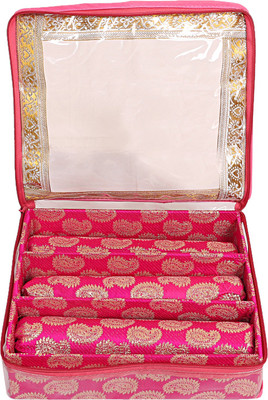 

kuber industries Wooden 3 Rod Bangle Box (Pink) Set of 2 Pcs bangle box Vanity Box(Pink)