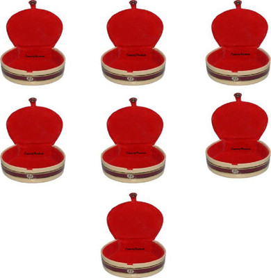

OmneityHuckster Mini Bangles Box OmneityHuckster Pack of 7 Pieces Latest Designer Velvet Mini Bangle small Box Travel Case Jewellery Vanity Box (Red) Vanity Box(Red)