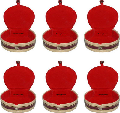 

OmneityHuckster Mini Bangles Box OmneityHuckster Pack of 6 Pieces Latest Designer Velvet Mini Bangle small Box Travel Case Jewellery Vanity Box (Red) Vanity Box(Red)