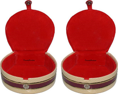 

OmneityHuckster Mini Bangles Box OmneityHuckster Pack of 2 Pieces Latest Designer Velvet Mini Bangle small Box Travel Case Jewellery Vanity Box (Red) Vanity Box(Red)
