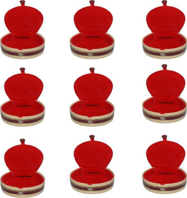 

OmneityHuckster Mini Bangles Box OmneityHuckster Pack of 9 Pieces Latest Designer Velvet Mini Bangle small Box Travel Case Jewellery Vanity Box (Red) Vanity Box(Red)