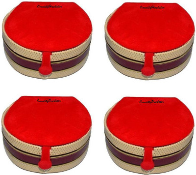 

OmneityHuckster Mini Bangles Case OmneityHuckster Pack of 4Pcs Latest Designer Velvet Mini Bangle small Box Travel Case Jewellery Vanity Box (Red) Vanity Box(Red)