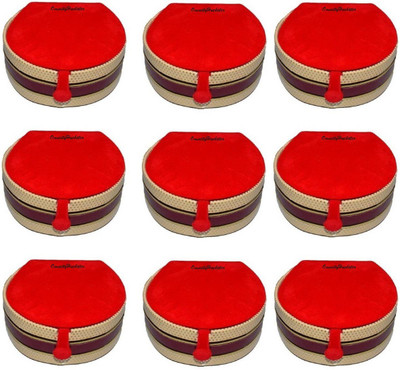 

OmneityHuckster Mini Bangles Case OmneityHuckster Pack of 9Pcs Latest Designer Velvet Mini Bangle small Box Travel Case Jewellery Vanity Box (Red) Vanity Box(Red)