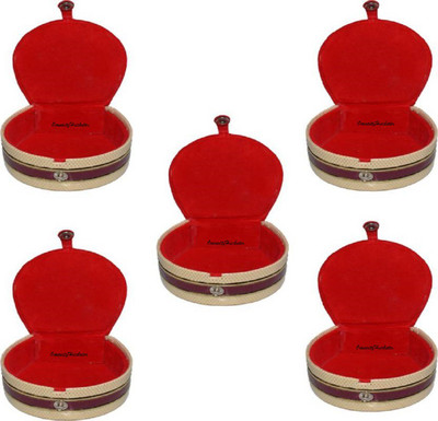 

OmneityHuckster Mini Bangles Box OmneityHuckster Pack of 5 Pieces Latest Designer Velvet Mini Bangle small Box Travel Case Jewellery Vanity Box (Red) Vanity Box(Red)