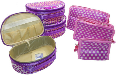 

RK Brands Set of 6 Pcs Portable Make up, Cosmetics Multipurpose Vanity Box(Purple, Pink)