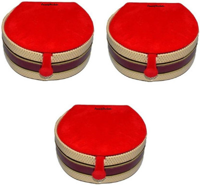 

OmneityHuckster Mini Bangles Case OmneityHuckster Pack of 3Pcs Latest Designer Velvet Mini Bangle small Box Travel Case Jewellery Vanity Box (Red) Vanity Box(Red)