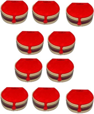 

OmneityHuckster Mini Bangles Case OmneityHuckster Pack of 10Pcs Latest Designer Velvet Mini Bangle small Box Travel Case Jewellery Vanity Box (Red) Vanity Box(Red)