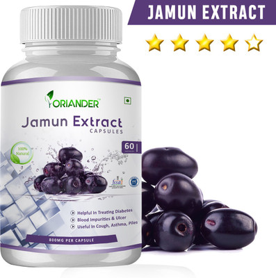 

oriander oriander 100% natural, pure & organic jamun extract 800 Mg 60 capsules (pack of 1)(1 No)