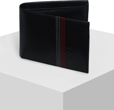 Ducati Men Black Genuine Leather Wallet(3 Card Slots)