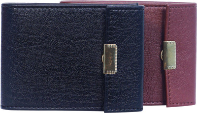 

wildwolf Men Casual Blue, Purple Artificial Leather Wallet(6 Card Slots), Black & brown