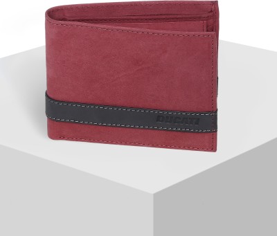 DUCATI Men Red Genuine Leather Wallet(4 Card Slots)