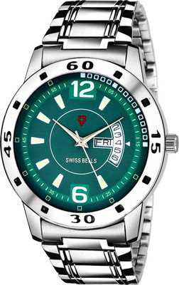 

Svviss Bells 1024SB Exceptional Sliver Stainless Steel Chain Green Dial Days & date Function Wrist watch Watch - For Men