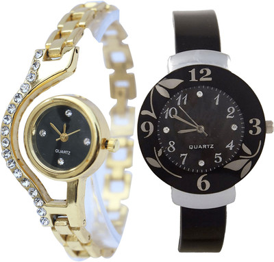 

NEUTRON Contemporary Fashionable Chain And Flower Gold And Black Color Combo Watch (G114-G24) For Girls And Women Watch - For Women