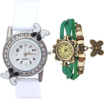 

NEUTRON Best Technology Butterfly White And Green Color Combo Watch (G102-G60) For Girls And Women Watch - For Women