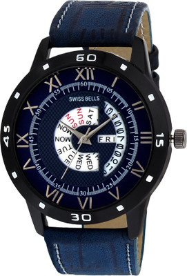 

Svviss Bells 1059SB Original Blue Dial Blue Leather Strap Day and Date Multifunction Chronograph Wrist Watch for Men - SB-1059 Watch - For Men