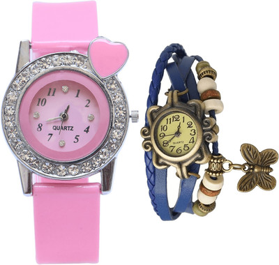 

NEUTRON Brand New Collegian Love Valentine And Butterfly Pink And Blue Color Combo Watch (G110-G59) For Girls And Women Watch - For Women