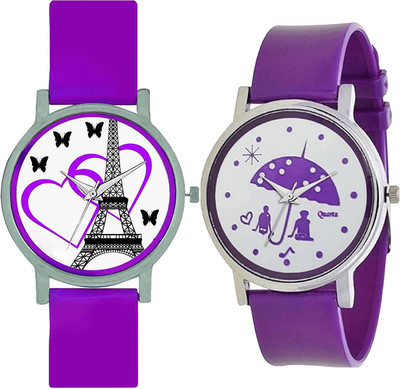 

NEUTRON New Heart Love Valentine And Umbrella Purple Color Combo Watch (G43-G47) For Girls And Women Watch - For Girls