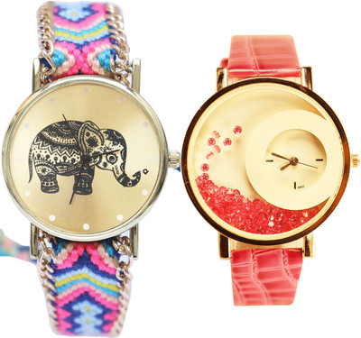 

NEUTRON New Chronograph Elephant And Movable Dimond Multi Color And Pink Color Combo Watch (G162-G180) For Girls And Women Watch - For Girls