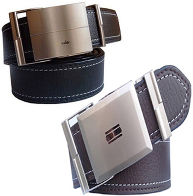 

Loopa Men Formal Multicolor Artificial Leather Belt, Black and brown