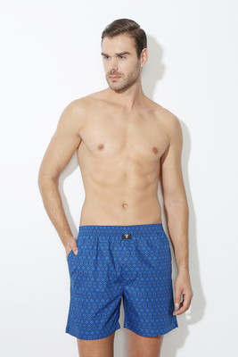 VAN HEUSEN Men Blue Printed Elasticized Waistband Printed Boxer Shorts Printed Men Boxer