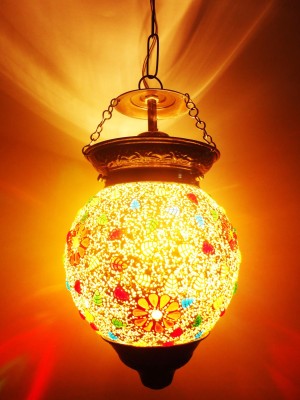 Shri Mahal Antiques Glass Hanging Light Pendants Ceiling Lamp(Multicolor)