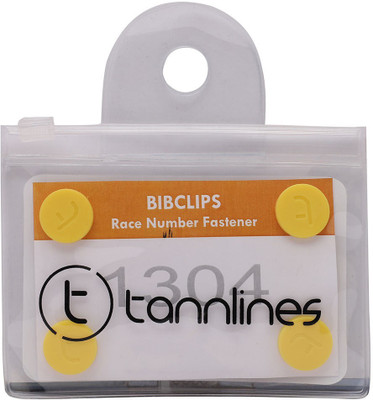 

Tannlines BibClips Yellow ( Pack of 2 ) Marathon Race Number Fastener Safety Pin NA Plastic BibClips(Set of 2, Yellow)