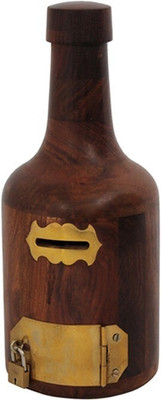 

Mayur enterprises Bottle Shape Wooden Money Bank Coin Bank(Brown)