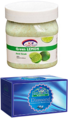 

Pink Root GREEN LEMON SCRUB 500ML WITH NATURENCE DIAMOND BLEACH 200G(Set of 2)