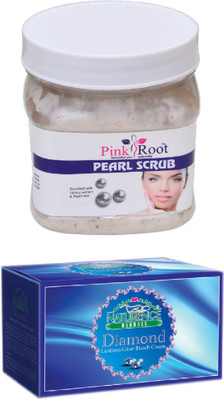 

Pink Root PEARL SCRUB 500ML WITH NATURENCE DIAMOND BLEACH 200G(Set of 2)