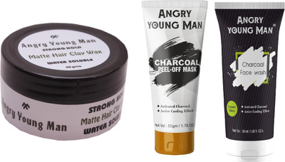 

Angry Young Man Hair Wax, Charcoal Face Wash & Peel off Mask (50 Gram Pack of 3 )(Set of 3)