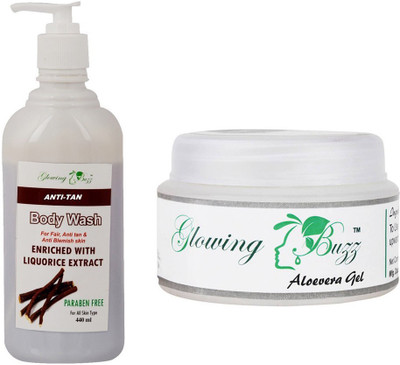 

Glowing Buzz Combo of anti tan bodywash and aloevera gel(Set of 2)