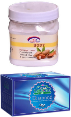 

Pink Root BODY MASSAGE CREAM 500ML WITH NATURENCE DIAMOND BLEACH 200G(Set of 2)