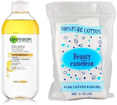 

Garnier Micellar Oil-Infused Cleansing Water 400ml + Cotton Pads(Set of 2)