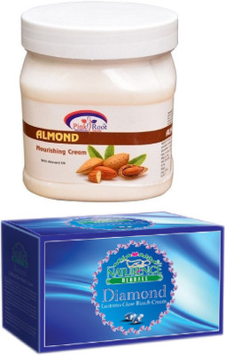 Pink Root ALMOND CREAM 500ML WITH NATURENCE DIAMOND BLEACH 200G(Set of 2)