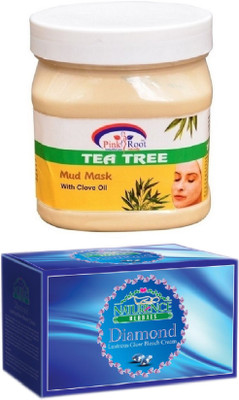 Pink Root TEA TREE MASK 500ML WITH NATURENCE DIAMOND BLEACH 200G(Set of 2)