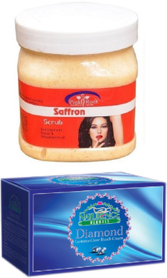 Pink Root SAFFRON SCRUB 500ML WITH NATURENCE DIAMOND BLEACH 200G(Set of 2)