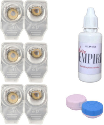 

Choice Empire 3 Pair Zero Power Monthly Contact Lens With Solution & Case - Pure Hazel Color Lens Monthly Contact Lens(0 Power, Pure Hazel, Pack of 3)