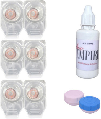 

Choice Empire 3 Pair Zero Power Monthly Contact Lens With Solution & Case - Pink Color Lens Monthly Contact Lens(0 Power, Pink, Pack of 3)