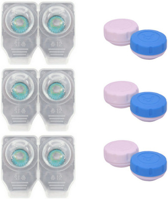 

Choice Empire 3 Pair Zero Power Monthly Contact Lens With 3 Cases - Aqua Color Lens Monthly Contact Lens(0 Power, Aqua, Pack of 3)