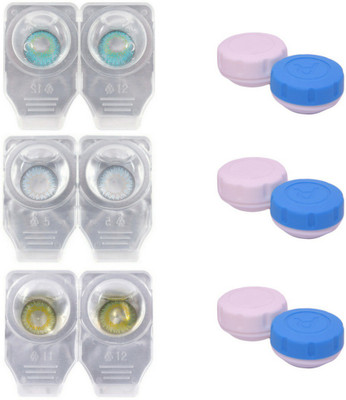 

Choice Empire 3 Pair Zero Power Monthly Contact Lens With 3 Cases - Aqua -Blue - Green Color Lens Monthly Contact Lens(0 Power, Aqua, Blue, Green, Pack of 3)