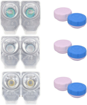 

Choice Empire 3 Pair Zero Power Monthly Contact Lens With 3 Cases - Aqua - Blue - Dark Grey Color Lens Monthly Contact Lens(0 Power, Aqua, Blue, Grey, Pack of 3)