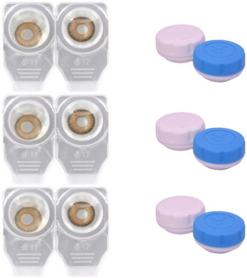 

Choice Empire 3 Pair Zero Power Monthly Contact Lens With 3 Cases - Hazel Color Lens Monthly Contact Lens(0 Power, Hazel, Pack of 3)