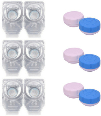 

Choice Empire 3 Pair Zero Power Monthly Contact Lens With 3 Cases - Blue Color Lens Monthly Contact Lens(0 Power, Blue, Pack of 3)