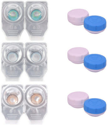 

Choice Empire 3 Pair Zero Power Monthly Contact Lens With 3 Cases - Aqua - Blue - Brown Color Lens Monthly Contact Lens(0 Power, Aqua, Blue, Brown, Pack of 3)