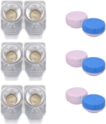 

Choice Empire 3 Pair Zero Power Monthly Contact Lens With 3 Cases - Gold Color Lens Monthly Contact Lens(0 Power, Gold, Pack of 3)